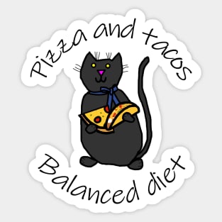 Balanced Diet for Animals Cat Pizza and Tacos Food Sticker